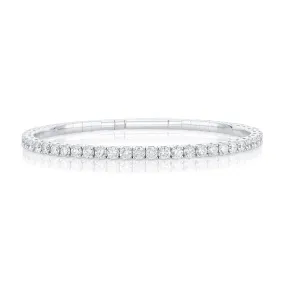 6.00 Carat Round Diamond Flexible Bangle in 14K White Gold