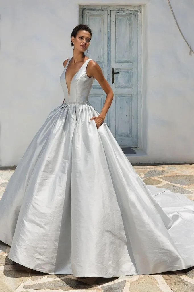 66 momme silk dutchess satin fabric Silver grey color 60&quot;wide