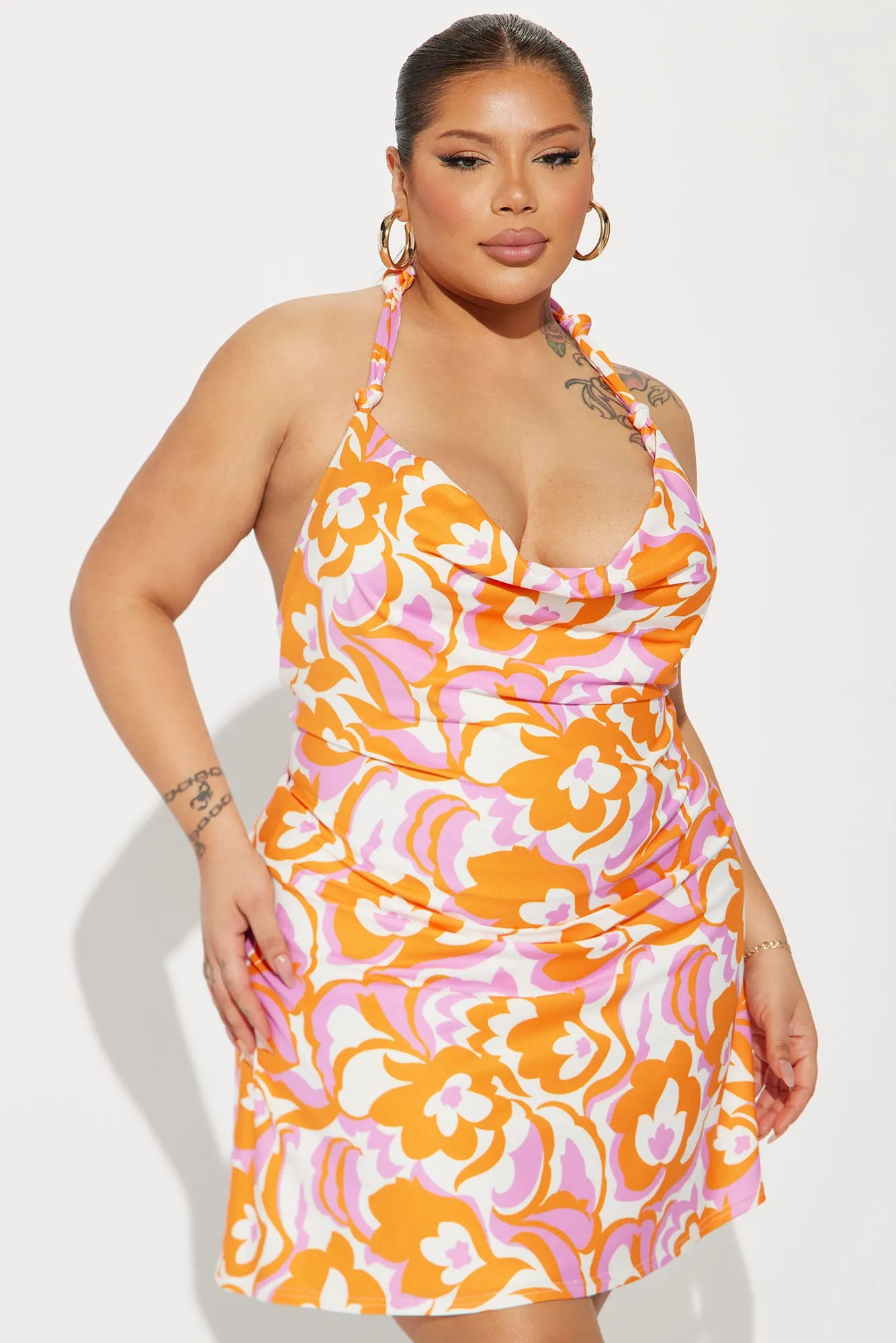 70s Babe Mini Dress - Orange/combo