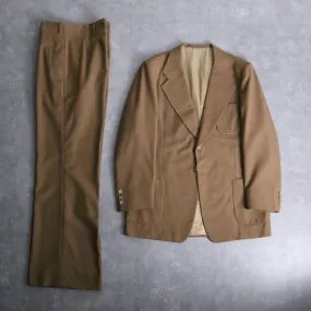 70’s beige single tailored & flare slacks set up