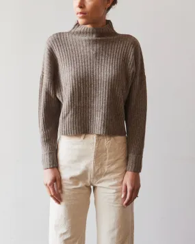 7115 Yak Ribbed Mock-Neck, Taupe