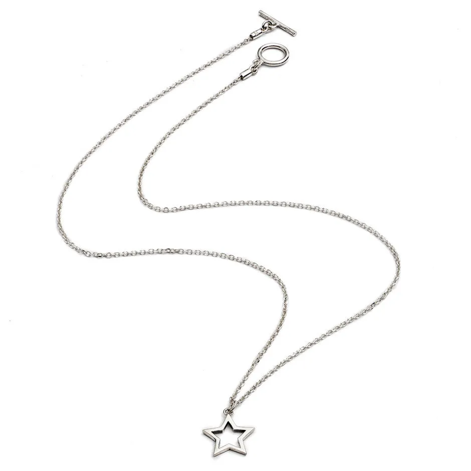 75% DISCOUNT  Ladies-Girls Dazzling Minimalist 925 Sterling Silver Silhouette  Charm Star Pendant Necklace