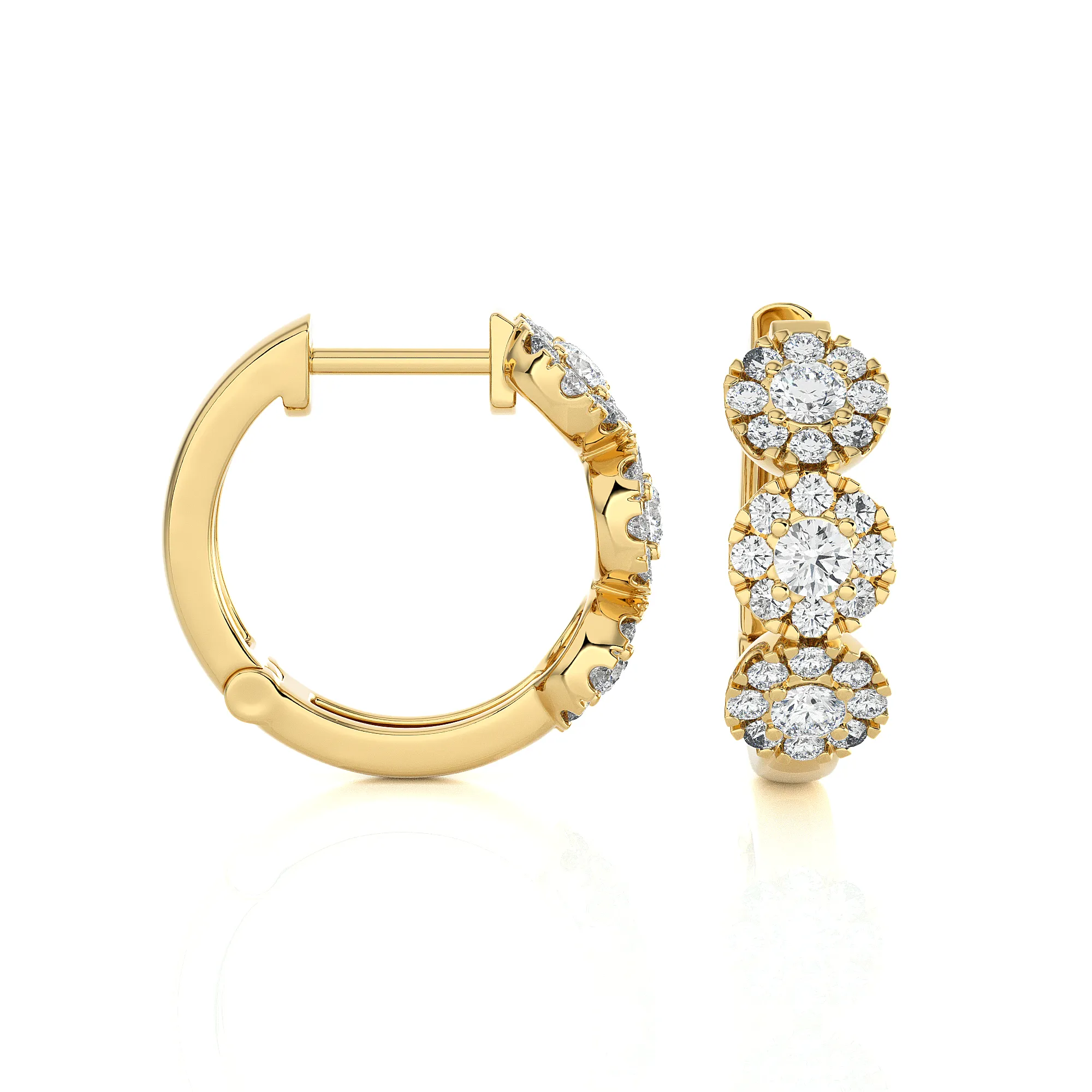 7/8 ctw Round Lab Grown Diamond Huggie Hoop Earrings