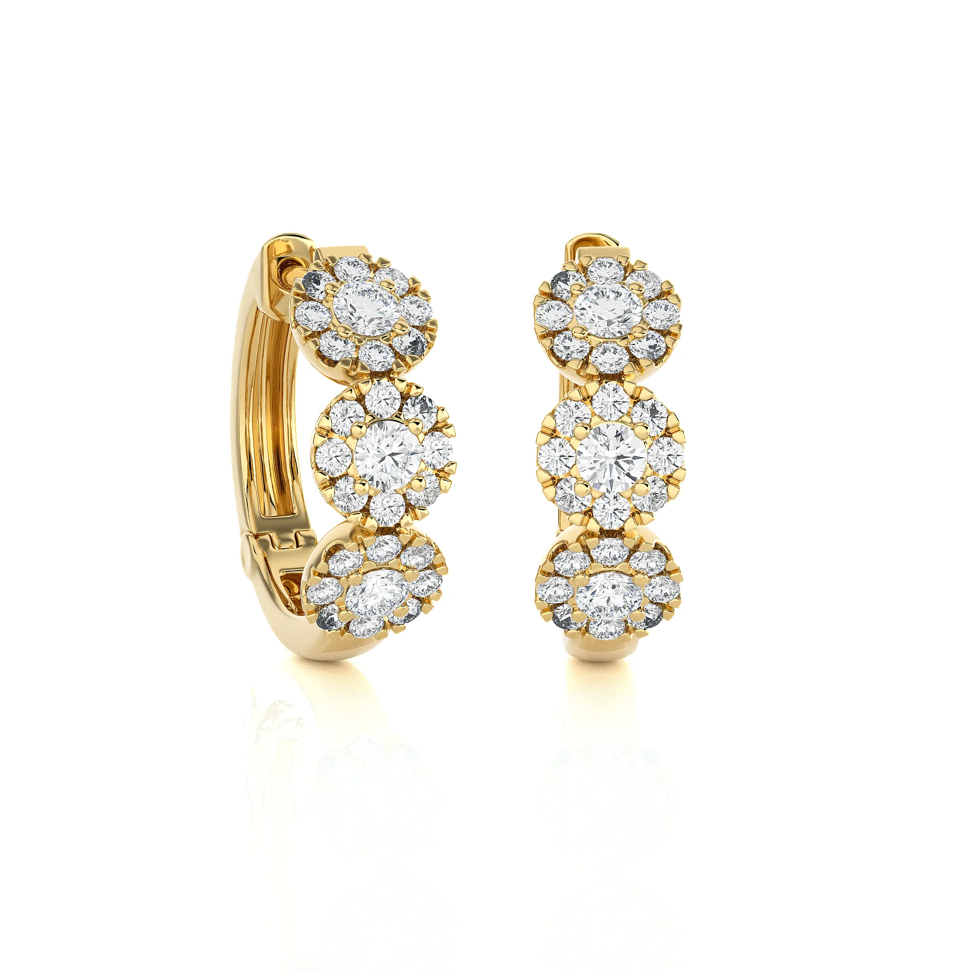 7/8 ctw Round Lab Grown Diamond Huggie Hoop Earrings