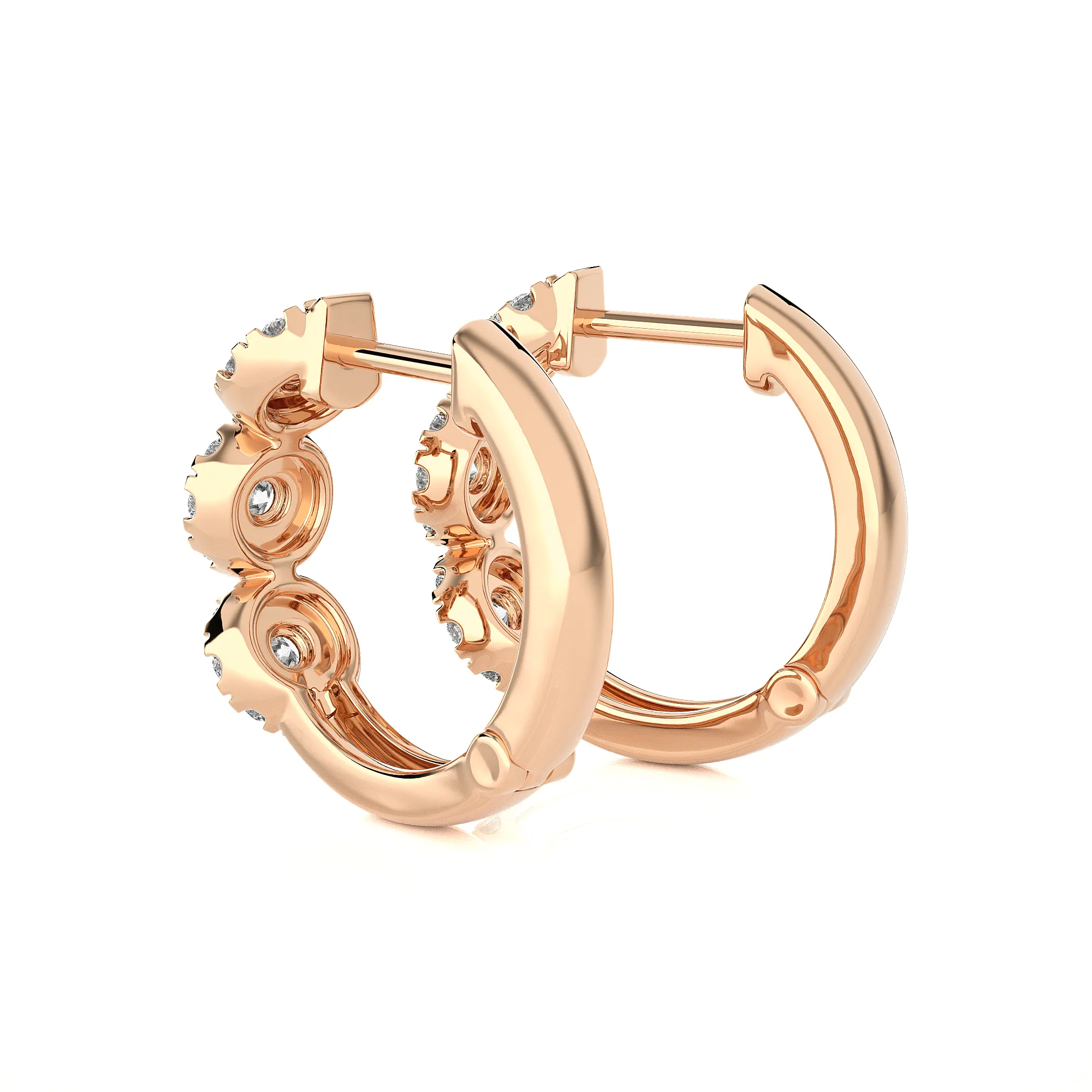 7/8 ctw Round Lab Grown Diamond Huggie Hoop Earrings