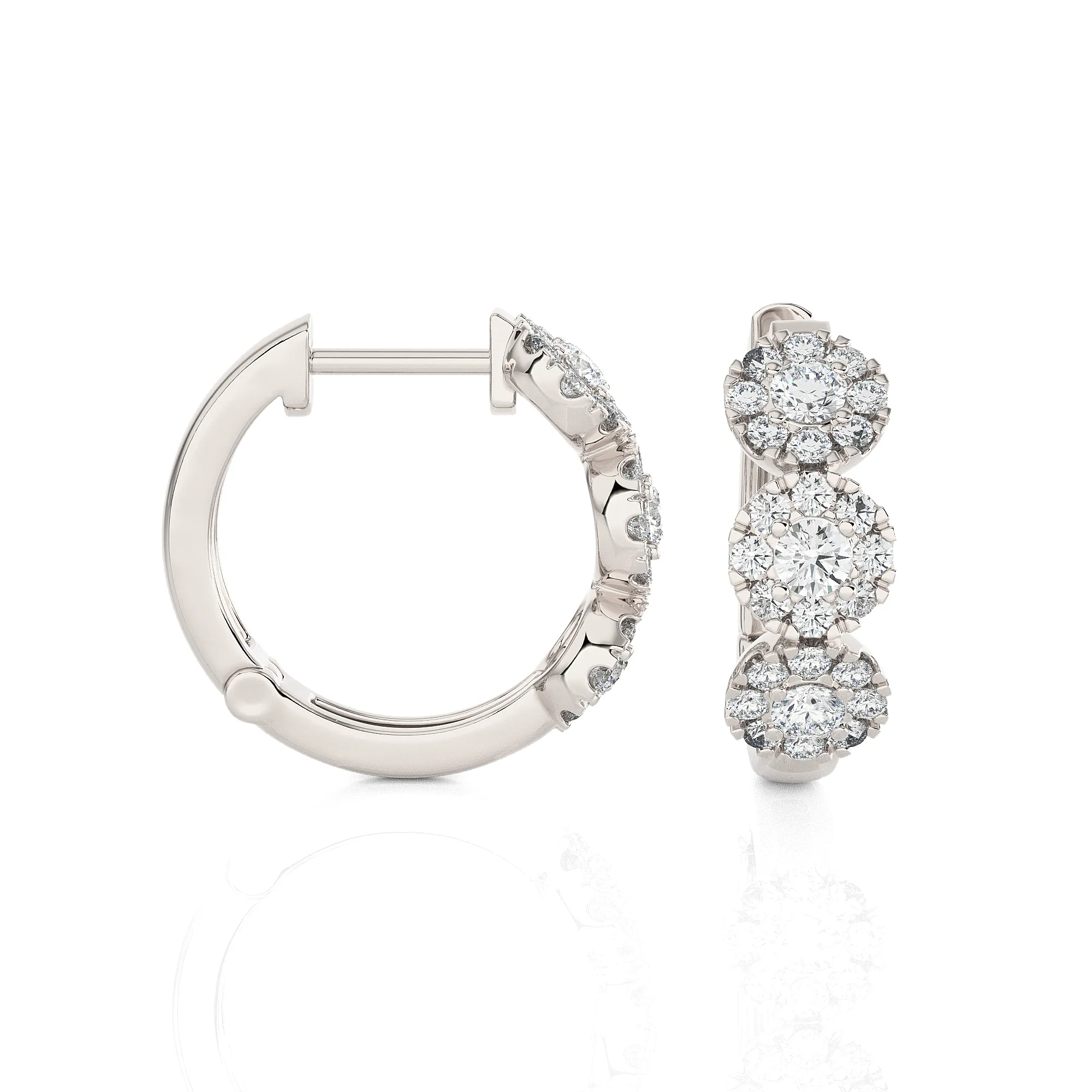 7/8 ctw Round Lab Grown Diamond Huggie Hoop Earrings