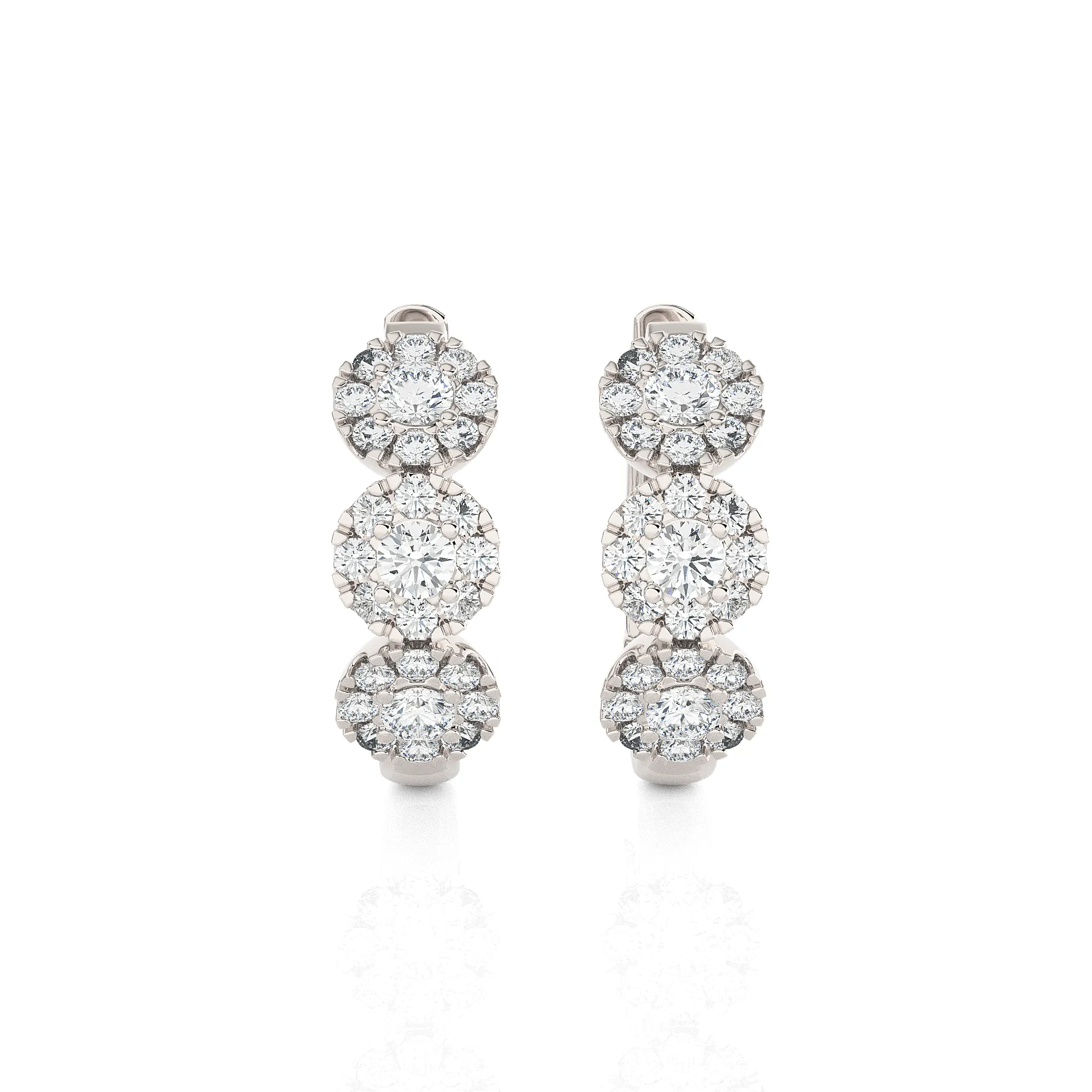 7/8 ctw Round Lab Grown Diamond Huggie Hoop Earrings