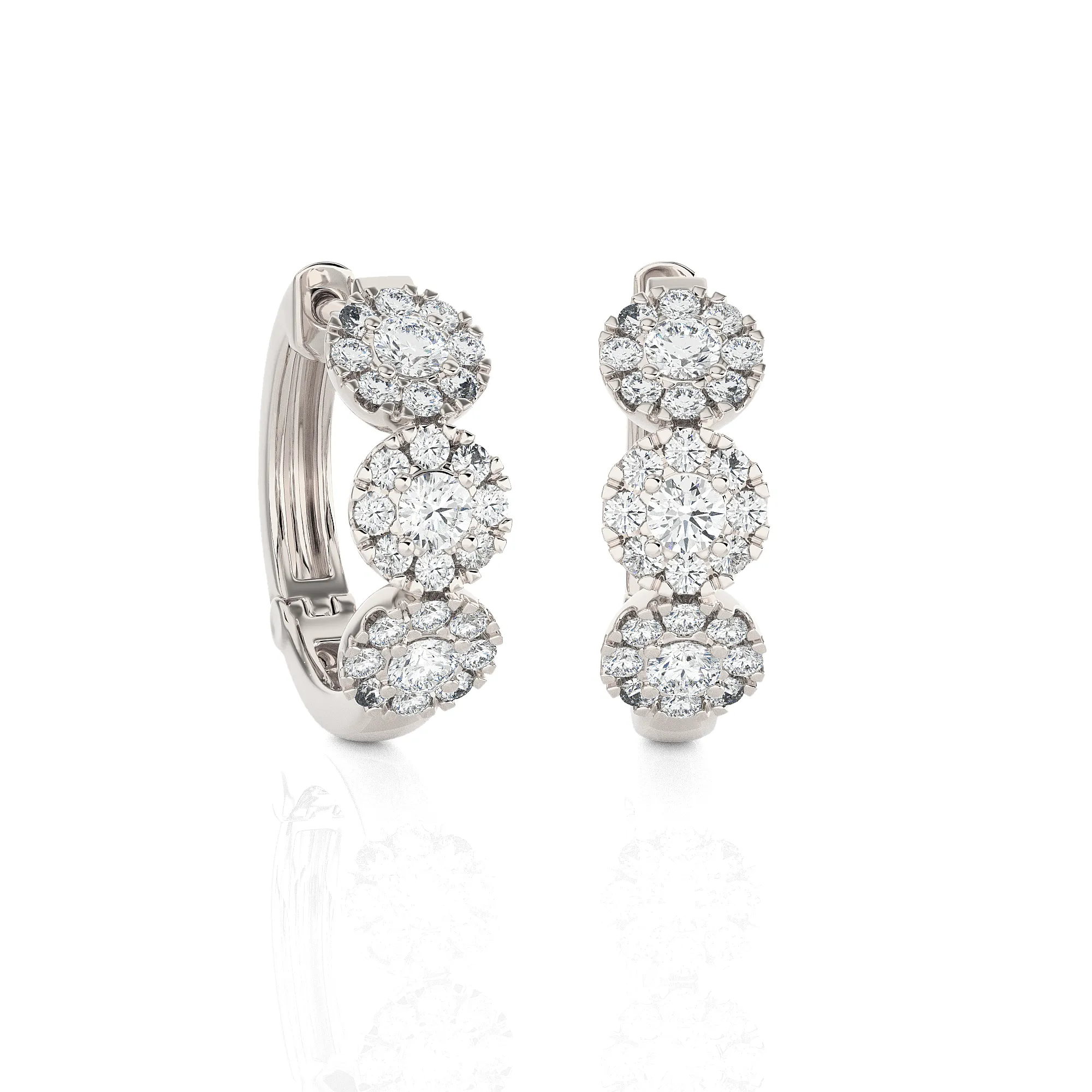 7/8 ctw Round Lab Grown Diamond Huggie Hoop Earrings