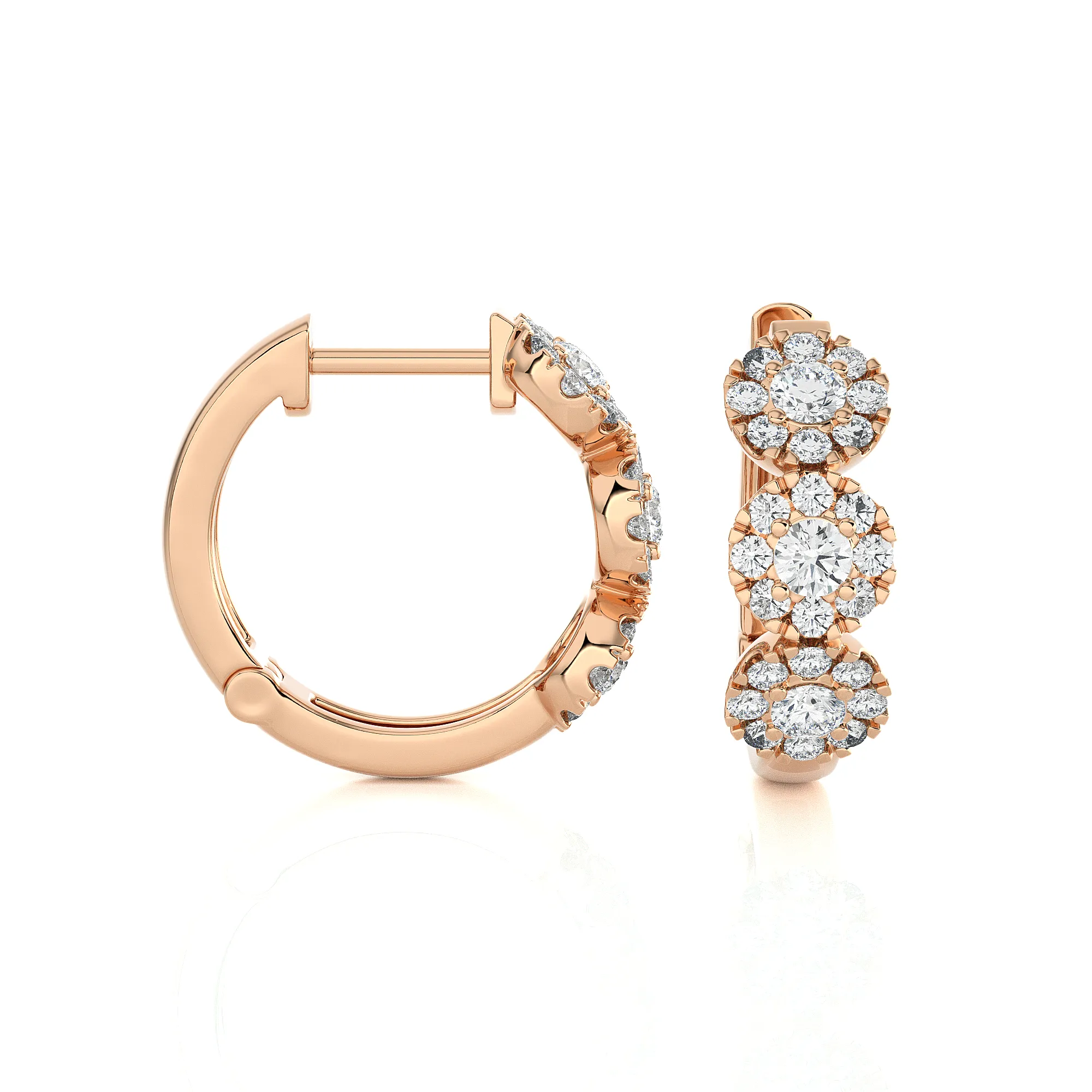 7/8 ctw Round Lab Grown Diamond Huggie Hoop Earrings