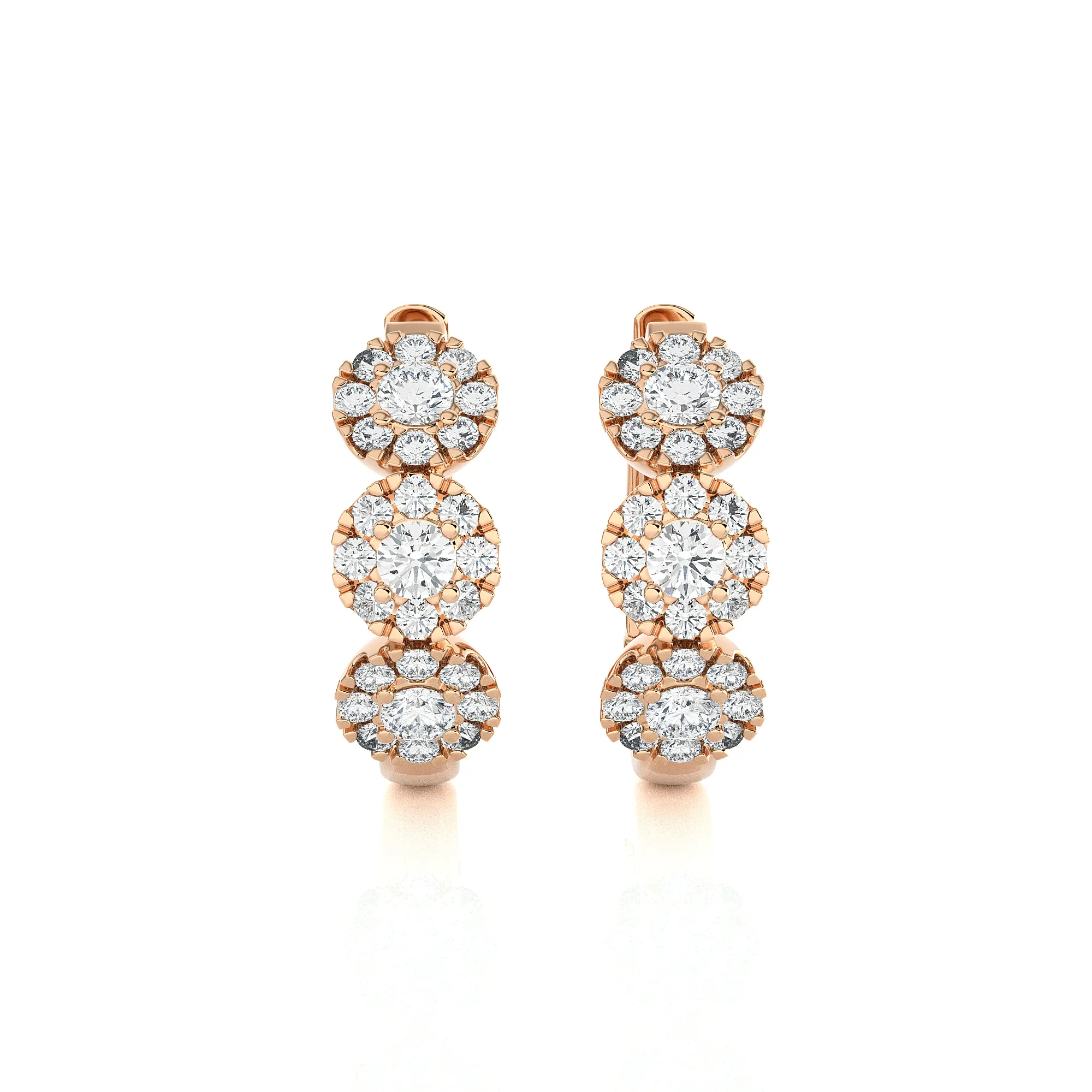 7/8 ctw Round Lab Grown Diamond Huggie Hoop Earrings