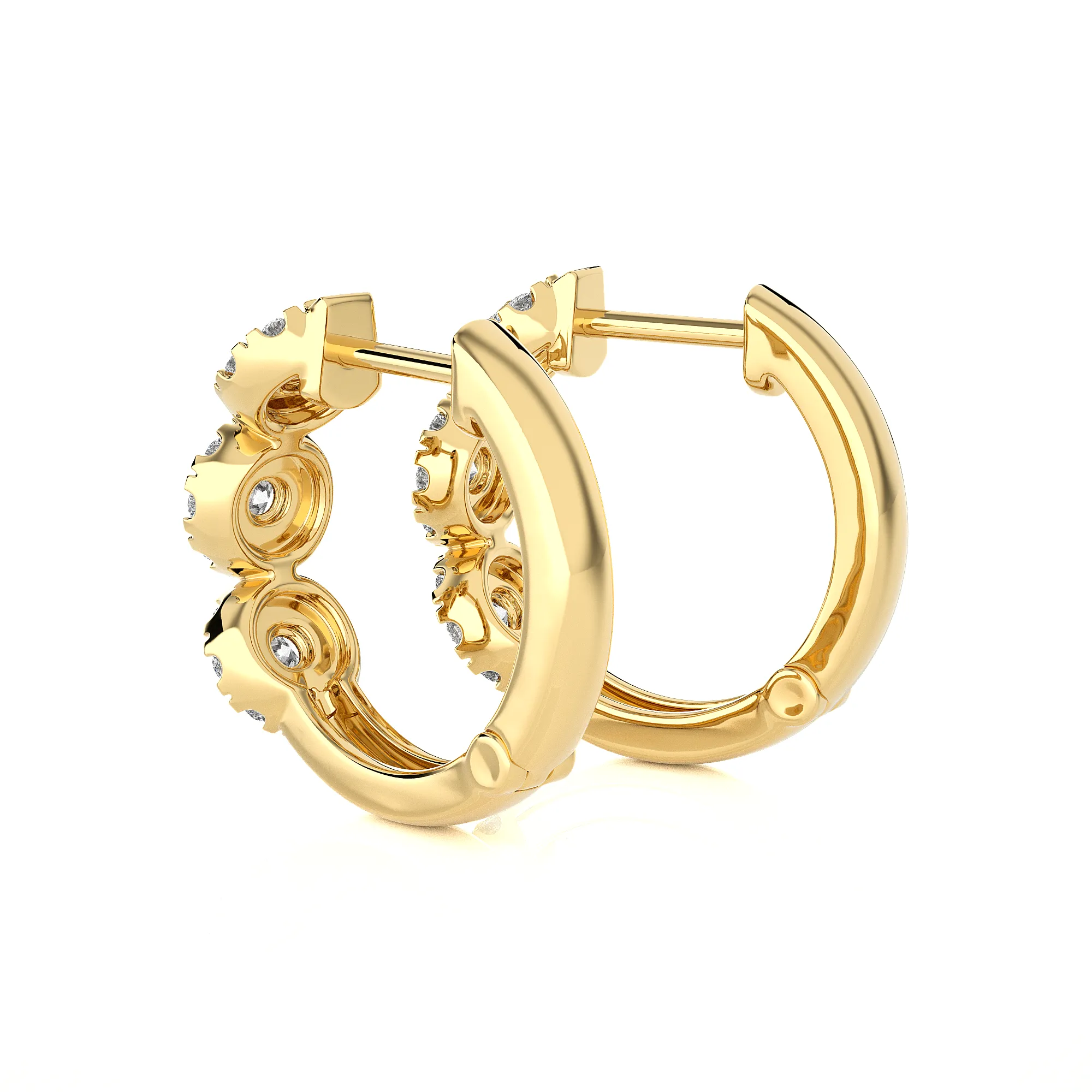 7/8 ctw Round Lab Grown Diamond Huggie Hoop Earrings