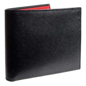8 Credit Cards Bi-Color Saffiano Billfold Black-Red