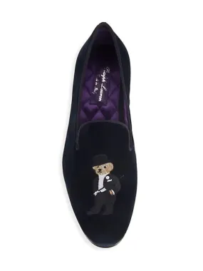 $800 RALPH LAUREN PURPLE LABEL - POLO "ALONZO" BEAR Navy Blue Loafers - 10.5