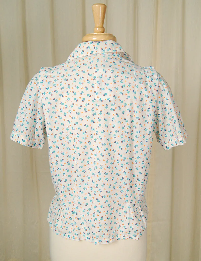80s does 1940s Floral Blouse