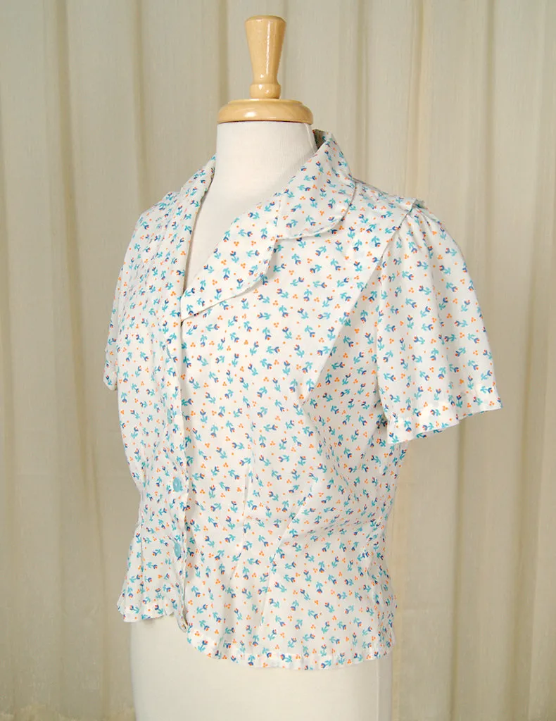 80s does 1940s Floral Blouse