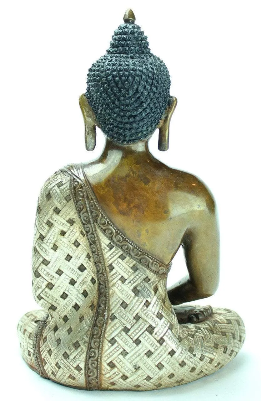 9 Inch Amitabha Silver and Bronze Statue