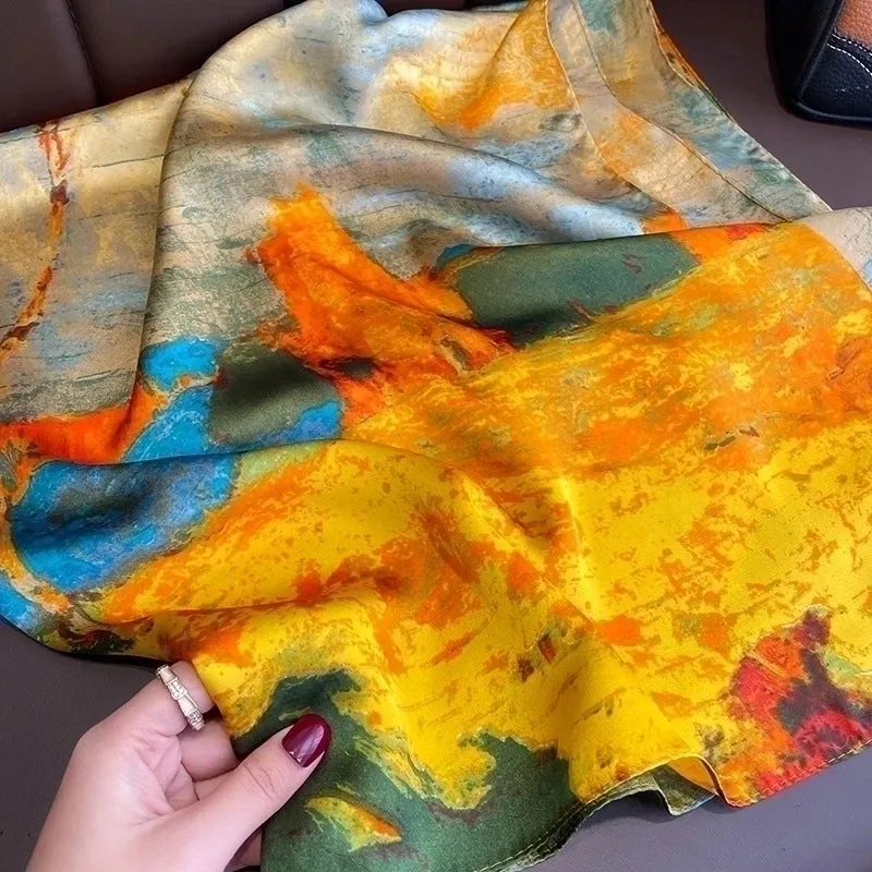 90cm Square Scarf Birch Simulation Silk Scarf Wholesale Trend Ladies Silk Scarf