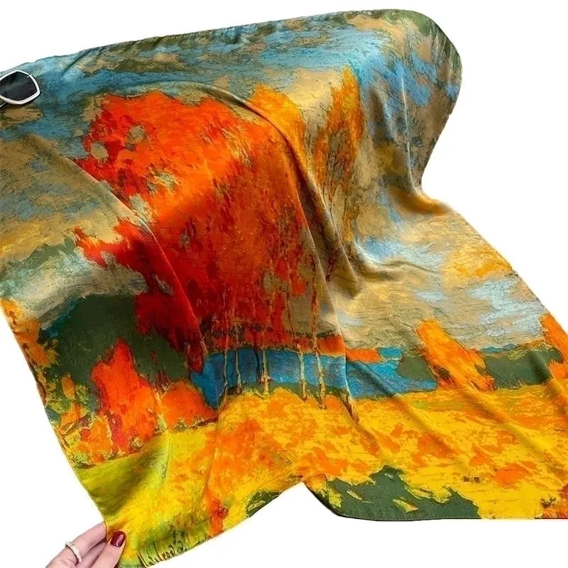 90cm Square Scarf Birch Simulation Silk Scarf Wholesale Trend Ladies Silk Scarf