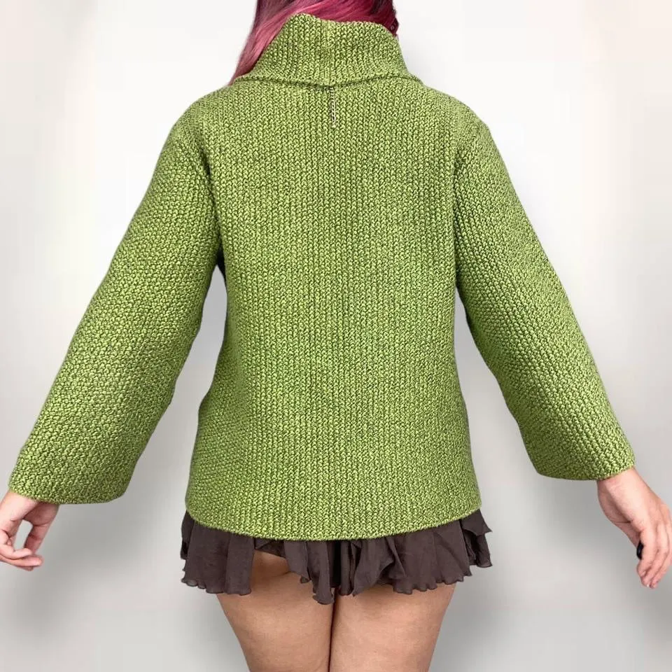 90s Leafy Green Chunky Boho Sweater (S-L)