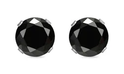 925 Sterling Silver CZ Stud Earrings - Black Color AAA 