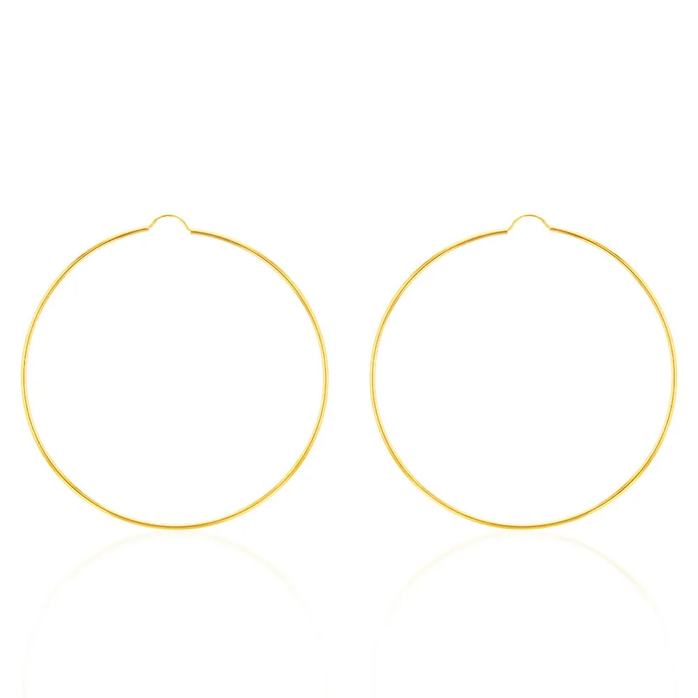 9ct Yellow Gold 60mm Plain Hoop Earrings