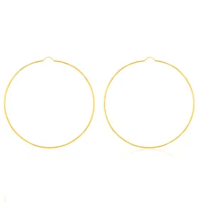 9ct Yellow Gold 70mm Plain Hoop Earrings