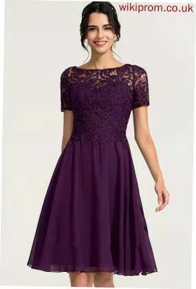 A-Line Cocktail Dresses Mara Chiffon Knee-Length Dress Scoop Cocktail Neck Lace