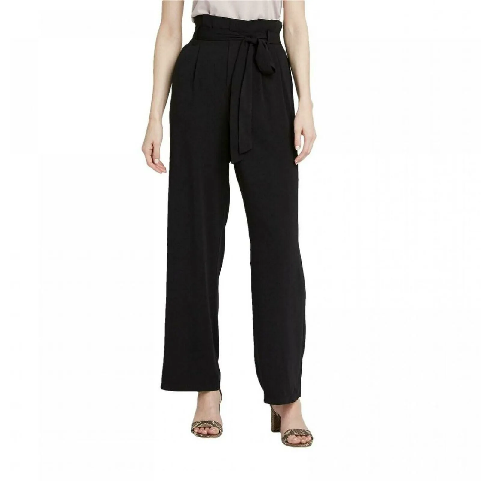 A New Day Women's High Rise Ankle Length Paperbag Pants Black XL