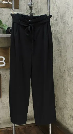 A New Day Women's High Rise Ankle Length Paperbag Pants Black XL