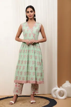Aadhriti Sea Green Cotton Slub Suit Set