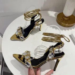 Crystal Strap Heels