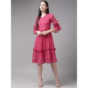 Aarika Womens Rani Color Georgette Dress