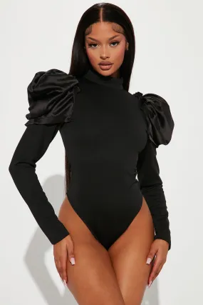 Abigail Puff Shoulder Bodysuit - Black