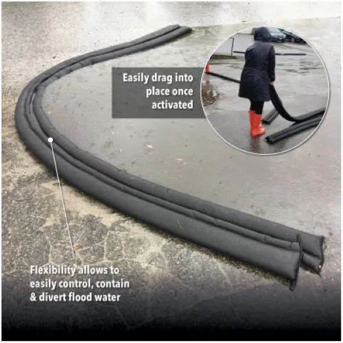 Absorbent QD617-1 Quick Dam 6" x 17' FT  Expanding Flood Water Barrier - Quantity of 8
