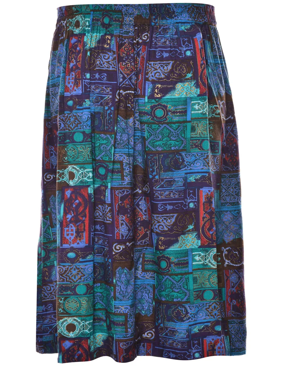 Abstract Print Skirt - L