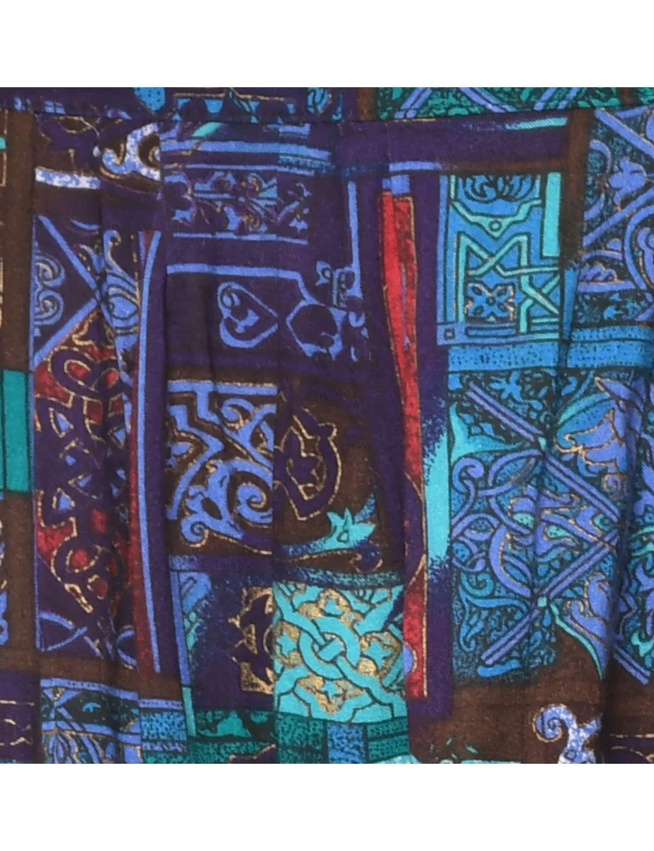 Abstract Print Skirt - L