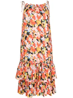 ABSTRACT PRINT TIERED DRESS