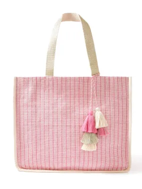 Accessorize London women's Pink fabric Esme Woven Tote bag