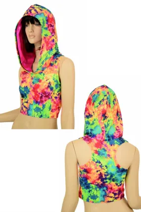 Acid Splash Racerback Crop Hoodie