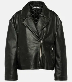 Acne Studios distressed leather biker jacket, black