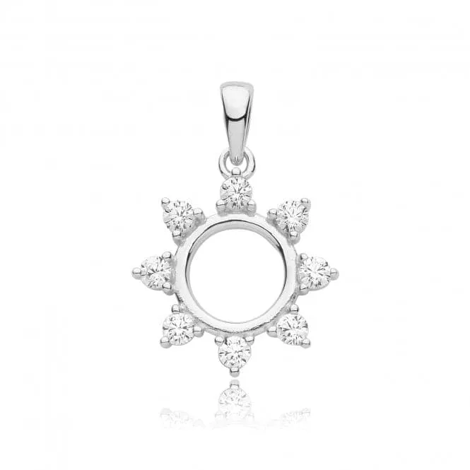 Acotis Silver Pendant Rhodium Plated Zirconia Circle G61121