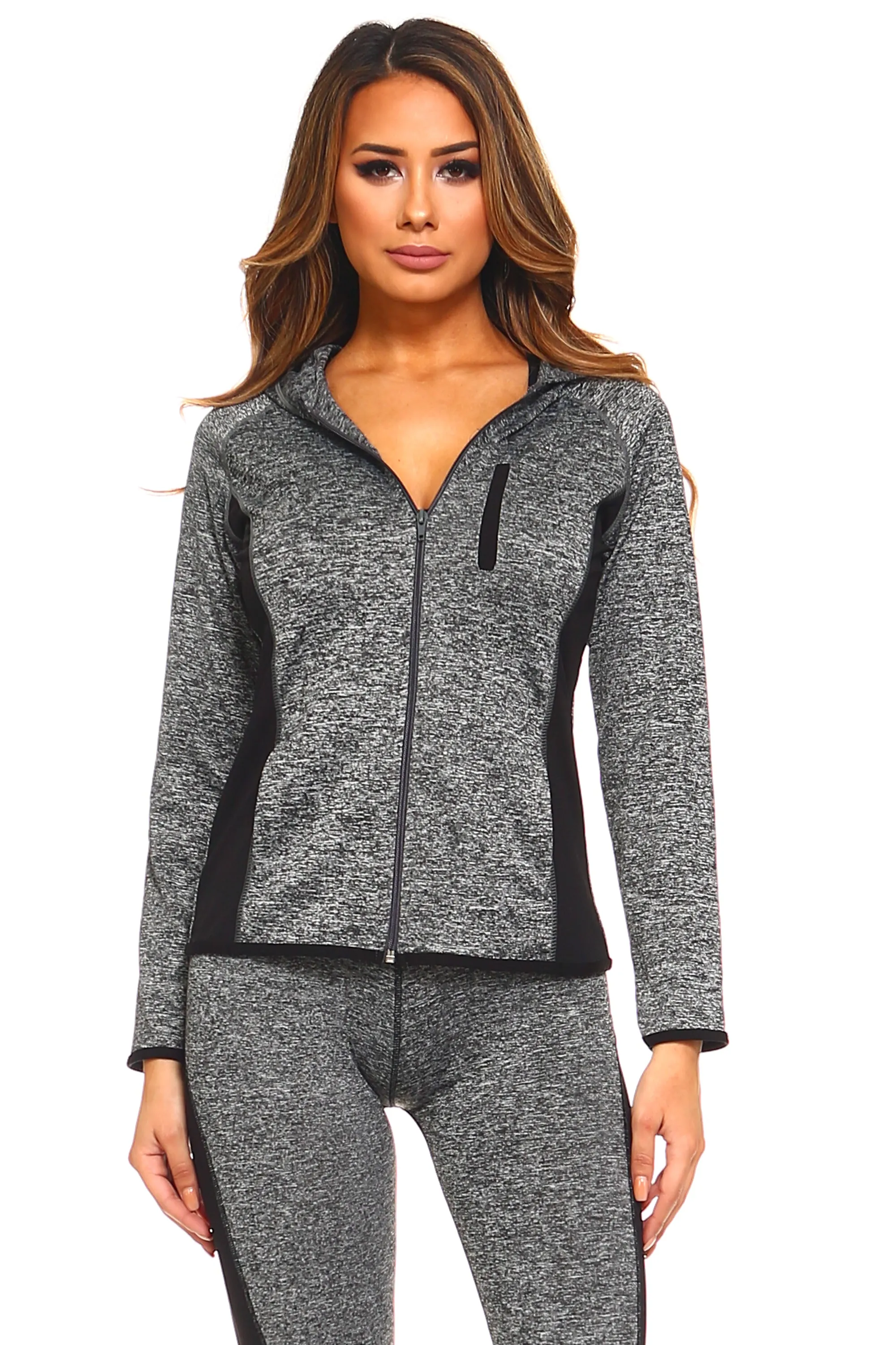 Active Panel Zip Up Hoodie Jacket