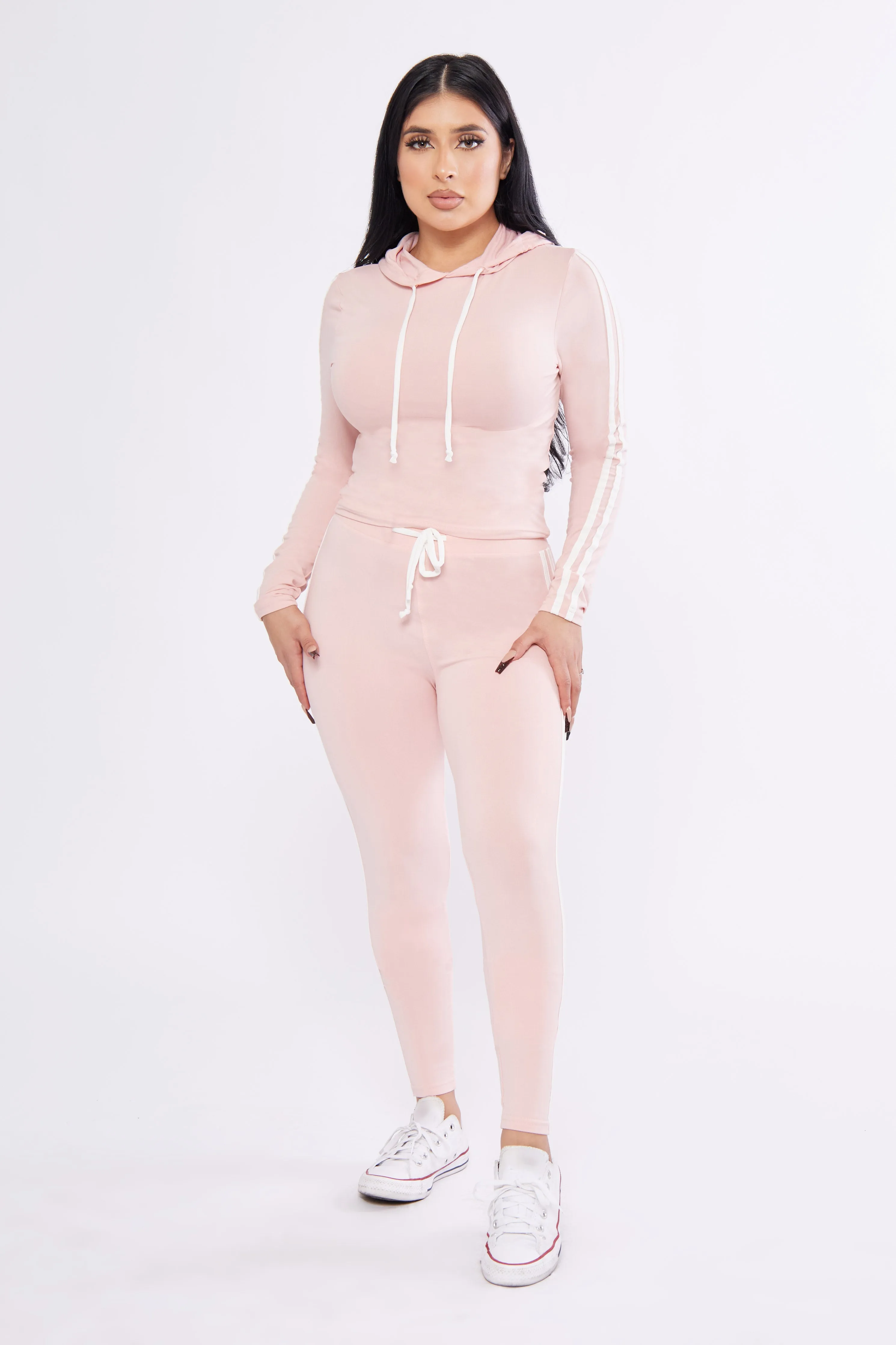 Active Striped Hoodie Matching Set