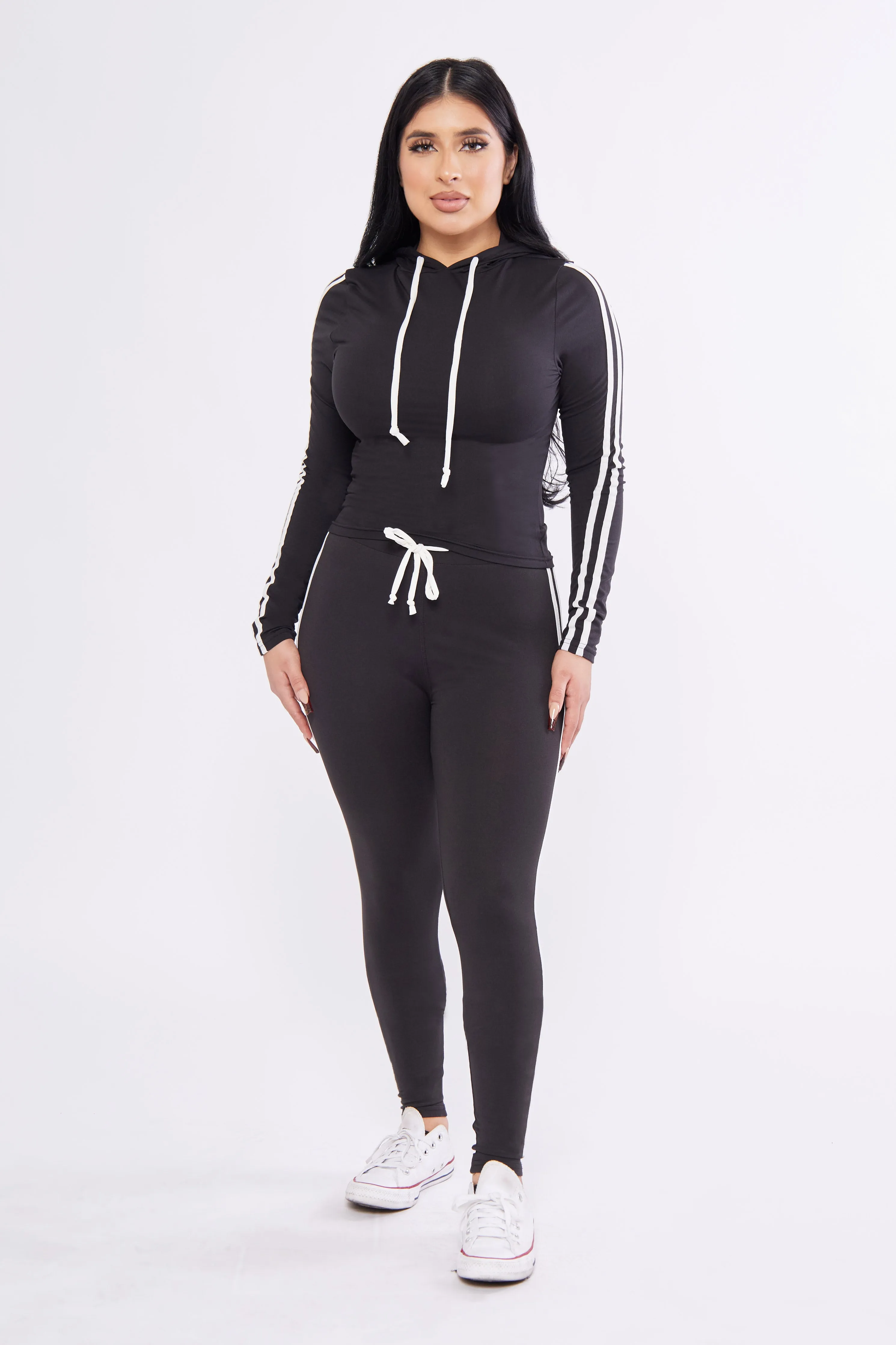 Active Striped Hoodie Matching Set