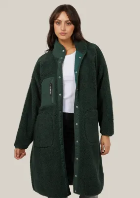Active Teddy Longline Jacket Green