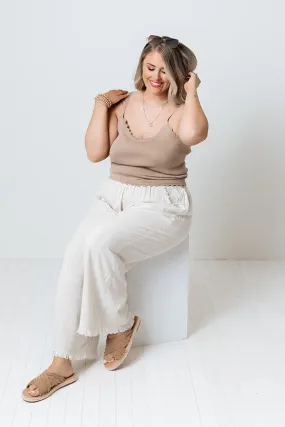 Acts Of Kindness Scalloped Tank In Khaki   Curves