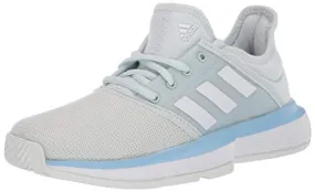 adidas Unisex-Kid's CourtJam Tennis Shoe, Blue Tint/White/Glow Blue, 3 M US Little Kid