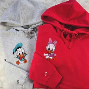 Adorable Duck Couple Matching Hoodies - Custom Embroidered Sweatshirts For Couples