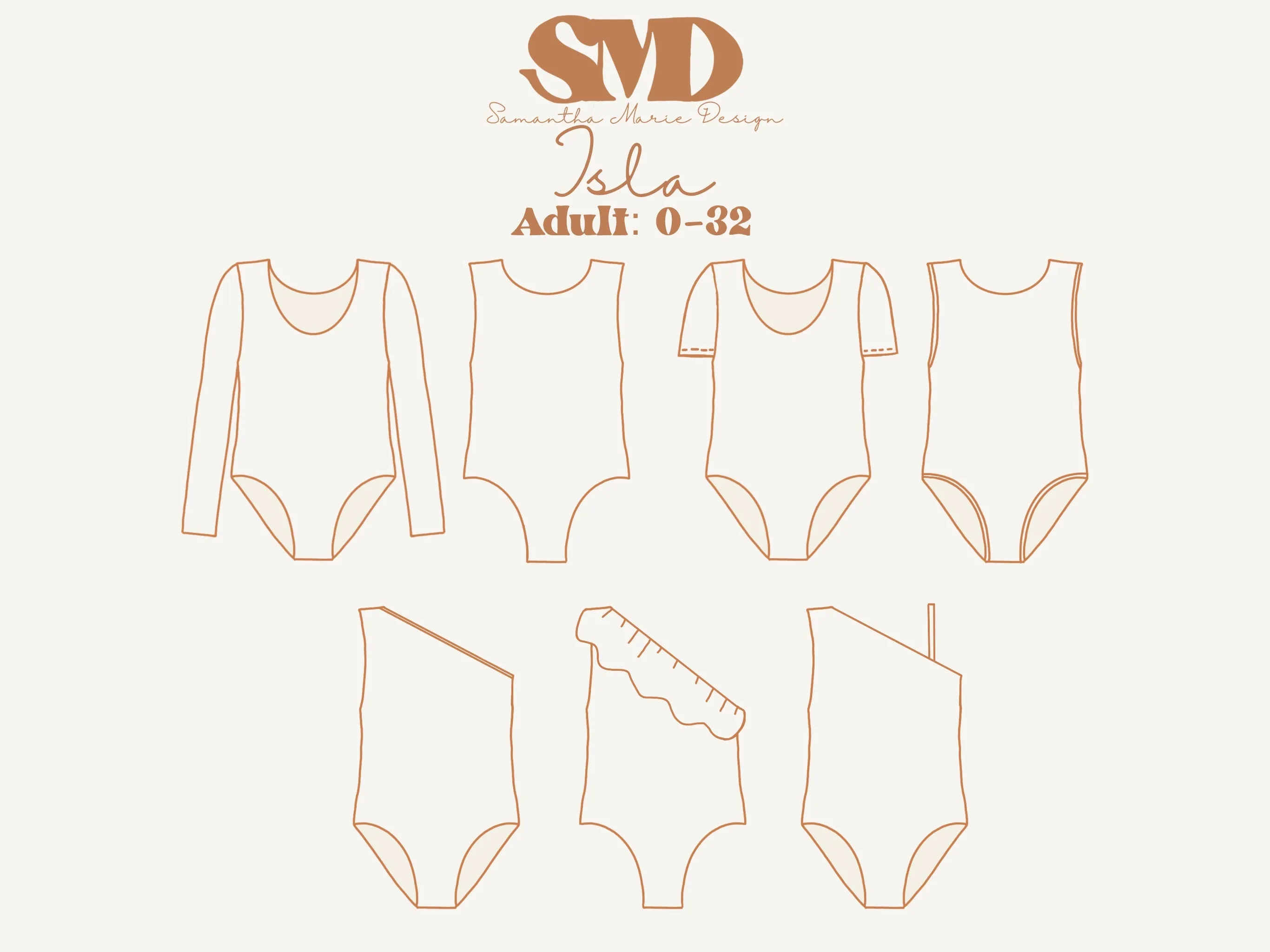 Adult Isla Swimsuit and Bodysuit Digital Sewing Pattern Sizes 0-32