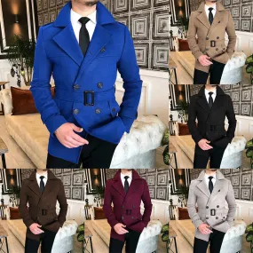 Advbridge Chic Men Woven Lapel Double Row Button Trench Long Sleeve Blazer Jackets Spring Autumn New Slim Business High Quality Suit Coats